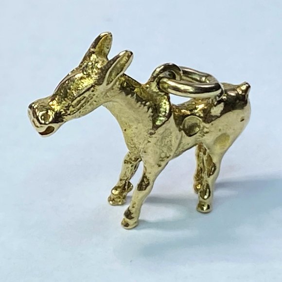 10K yellow gold 3D donkey charm pendant 20.2 x 18.5 x 4.6mm 3.3gm,All Products : American Fashion Style Bags On Sale